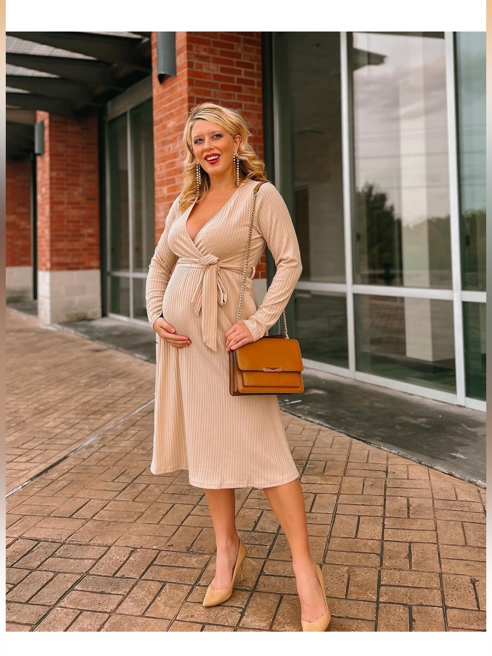Newshows Women’s 2025 Fall Knit Midi Sweater Dress – Beige – Size XL – BNWT